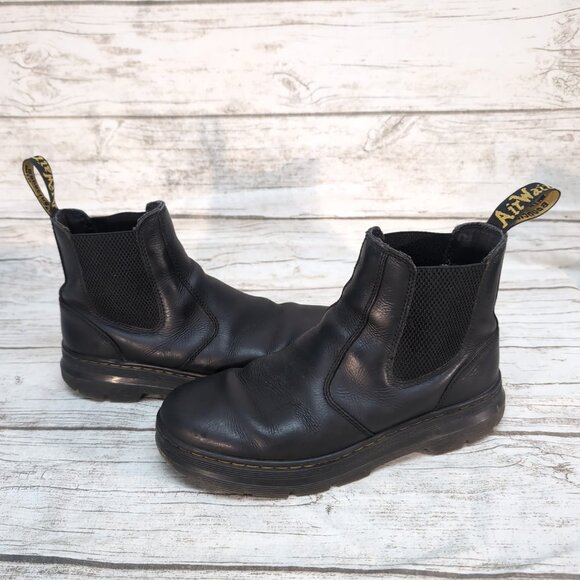 Dr MArtens Embury Black Leather Slip On Chelsea Boots Women 9 Men 8 - Picture 1 of 8